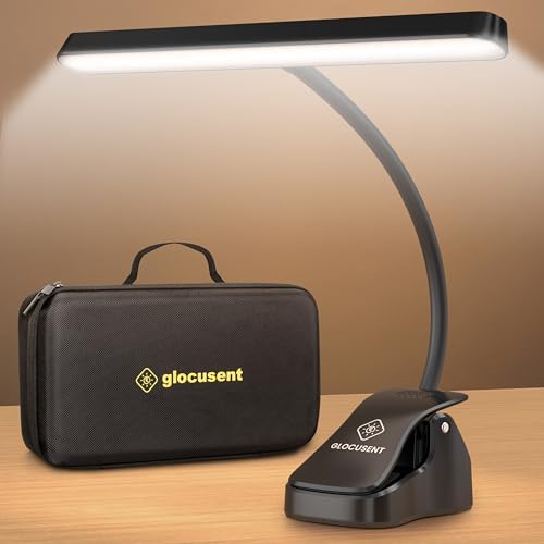 Glocusent Rechargeable Music Stand Light, 4000mAh Piano Light with EVA Case