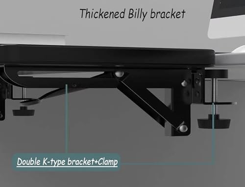 Desktop Extender, 20 "x 9" Clip on Foldable Keyboard Tray, Small Table Edge Extender Tray, Floating Table Hanging Computer Desk, Suitable for Desktop Extension of Sitting Upright Office Desk (Black)