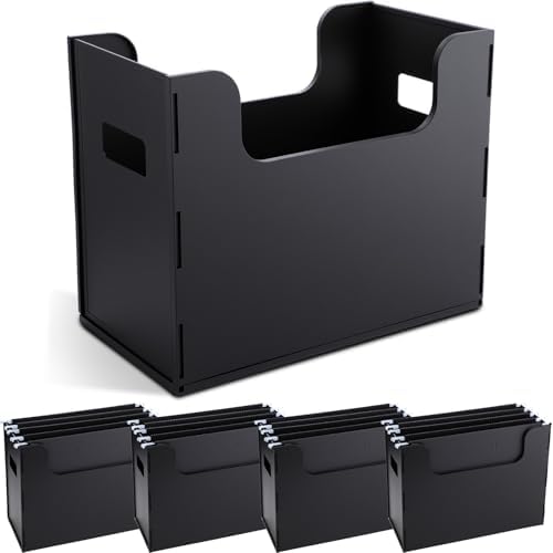 4 Pcs Portable Desktop File, Filing Organizer, Black