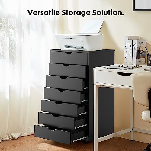 OLIXIS 7 Drawer File Cabinet on Wheels, Printer Stand