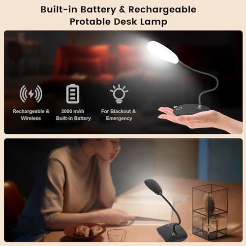Portable Battery Powered Desk Lamp Small Rechargeable LED Table Light