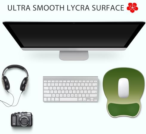 Ergonomic Mouse Pad with Wrist Rest, Comfortable Gel Concave Mouse Pad with Non-Slip Base, Pain Relief Mouse Pads with Smooth Wrist Support for Office & Home (Gradient Green)