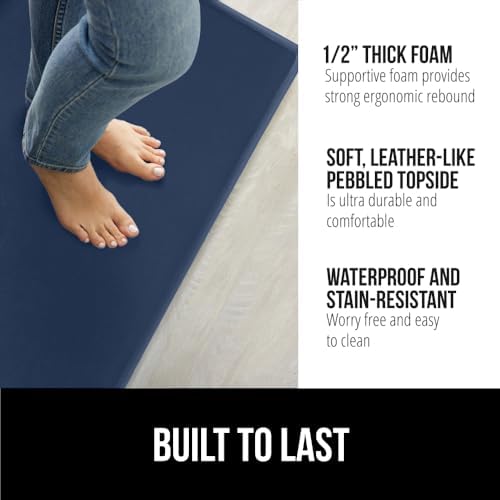 GORILLA GRIP Cushioned Kitchen Mats for Floor, 2 PK, 17x29+17x59, Navy