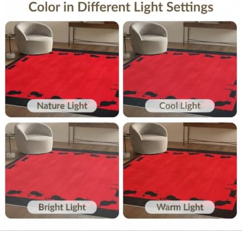 4'x6' Red Cat Crimson Artistic Washable Area Rug