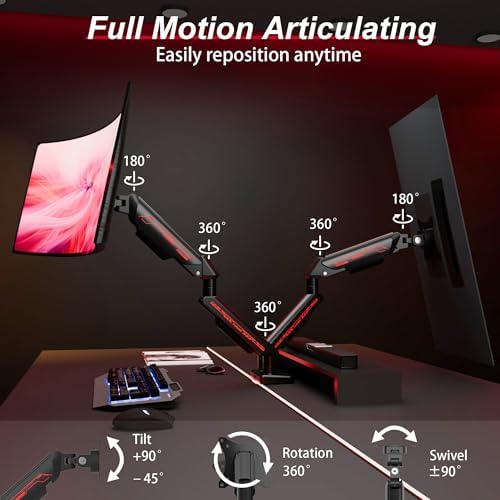 Fydeamer Dual Monitor Arm for 17-35" Screens up to 24.3lbs, Black