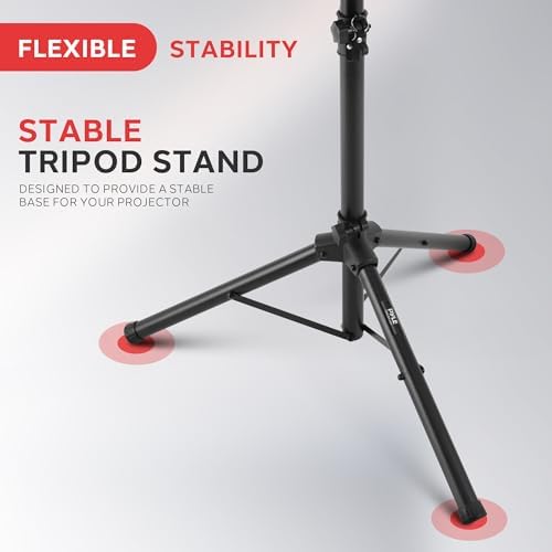 Pyle Universal Projector Stand | Height & Angle Adjustable Tripod 33" to 49" | Platform is 20" by 16" Fits Laptops, Computers, DJ Equipment & Projectors | Perfect for Stages, Studios & Offices | Black