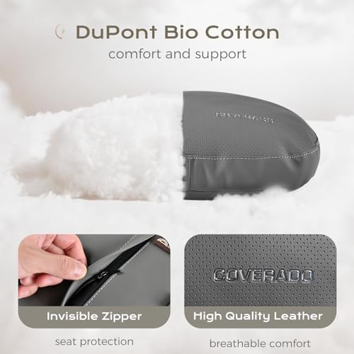 Coverado Car Headrest Pillow Soft Memory Foam Car Neck Support Pillow with Adjustable Strap, Relax Head Muscles Relieve Driving Fatigue, Breathable & Removable Cover