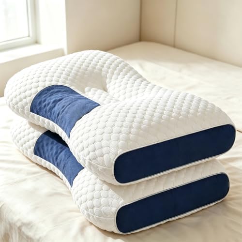 Cervical Neck Pillow 3D Ultra-Soft Neck Support Pillows Queen Size Set of 2