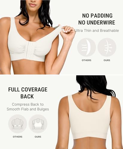 FeelinGirl Post Surgery Compression Bra for Women's Front Closure Bra