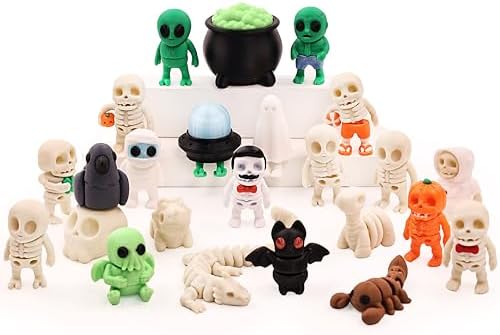 3D Printed Horror‌ Figurines Set, Articulated Halloween Skeleton Figurines