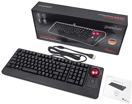 Perixx Periboard-322 Wired Mechanical Trackball Keyboard with 2 Hubs, 2.17 Inch Large Trackball, RGB Backlit Design, US English Layout (PB-322BUS-11577)