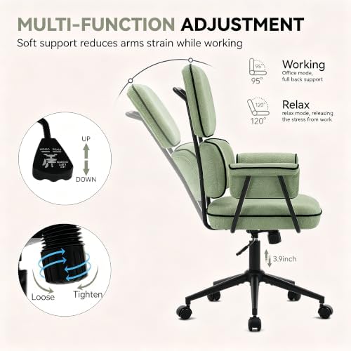Ergonomic Office Chair, Mid Century Modern Desk Chair, Vintage Green