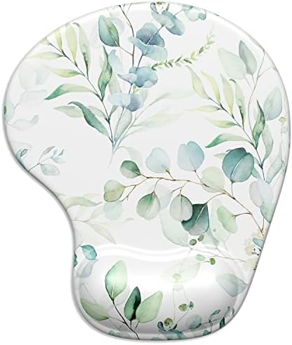 ITNRSIIET Ergonomic Mouse Pad with Gel Wrist Support Wrist Rest Smooth Surface Non-Slip PU Base Comfortable Office Supplies Pain Relief, 9.5 x 8 inches, Leaves and Branches