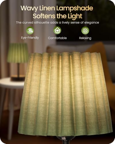 Small Bedside Table Lamp, Touch Dimmable Table Lamp with USB Ports, Nightstand Lamp with a Stepless Dimming LED Bulb, E26 Base, for Bedroom, Study, Desk, Black and Green J16TL05