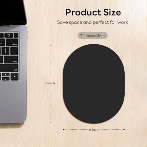 Oval Mouse Pad 6x8in Non-Slip for Laptop,Black