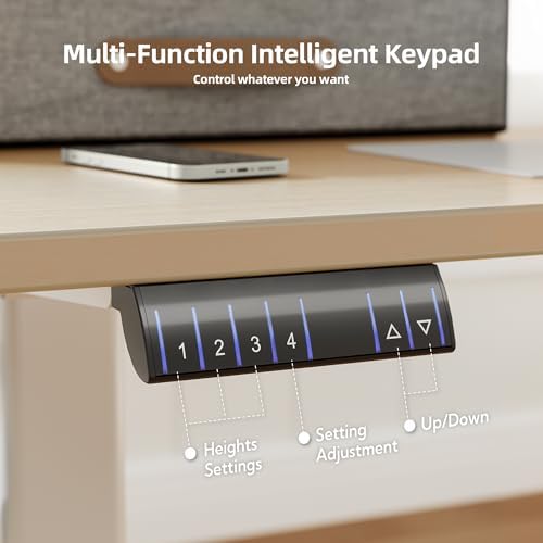 Claiks Dual Motor L Shaped Standing Desk with Drawers, 63inch, Nature
