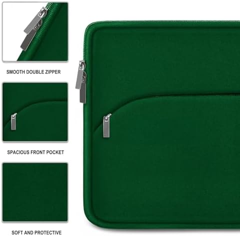 Laptop Sleeve 15.6 inch, Durable Portable Monitor Protective Cover with Front Pocket, Traveling Laptop Case Compatible for HP, Dell, Asus, Lenovo, Dark Green