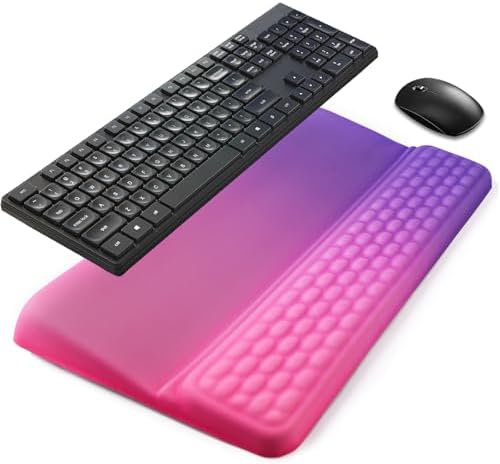 Wrist Rest with Keyboard Stand, Ergonomic Keyboard Riser Holder with Memory Foam Wrist Support Pad, Desk Cushion Easy Typing for Home Office Laptop Computer Gaming, Red-Purple Gradient