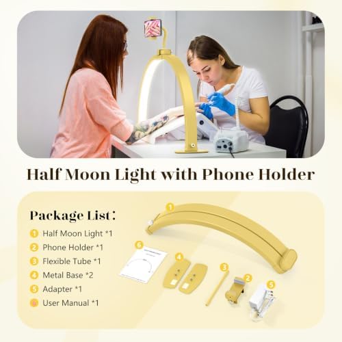 Yokilly Half Moon Light for Nail Desk: 29" Foldable Nail Light for Desk