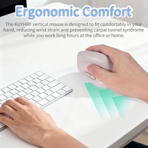 Bluetooth Wireless Vertical Mouse - Ergonomic Design, Rechargeable with Type-C, Silent Operation for Office and Home Use, Ideal for Professionals & Students (Gray)