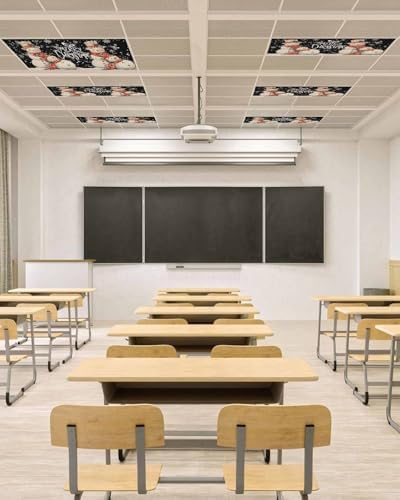 Black Snowman Magnetic Fluorescent Light Covers for Ceiling Lights 2 x 4 Feet,Vintage Christmas Snowflakes Watercolor Office Classroom Kitchen Drop Ceiling Light Covers Filters Shade Panel 1 Pack