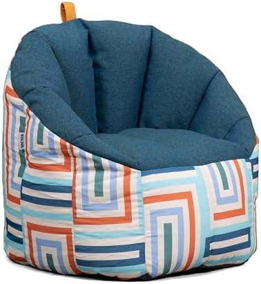 Big Joe Milano Patio Outdoor Weatherproof Bean Bag Chair, Lakeshore/Aqua Glass Block Intertwist/Sunmax, Weather Resistant UV-Protected Fabric, 2.5ft