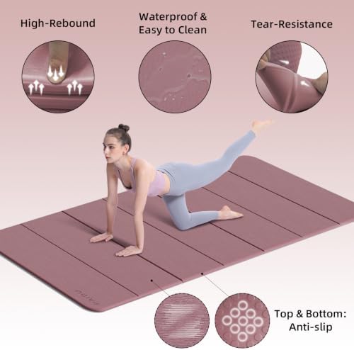 PAIDU Foldable Yoga Mat 10MM Thick 75‘’x40‘“ Quick Fold Easy Storage