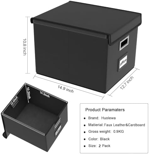 File Organizer Box with Lids, Collapsible File Folder Organizer
