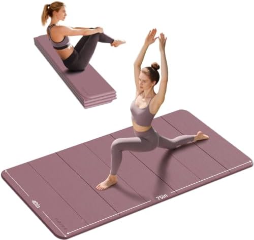 PAIDU Foldable Yoga Mat 10MM Thick 75‘’x40‘“ Quick Fold Easy Storage