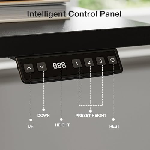 Muvai 71" L Shaped Standing Desk with Cable Tray, Reversible, Black