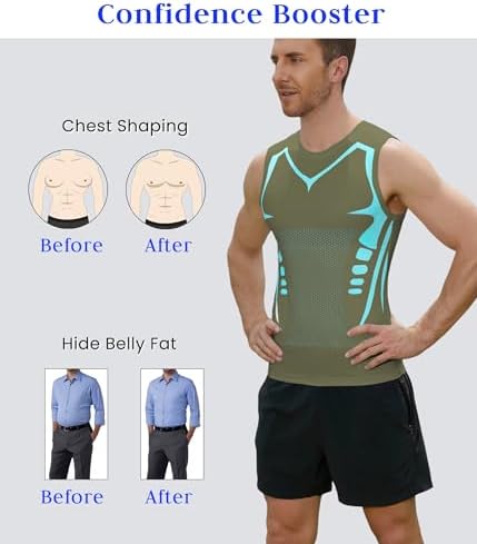 Compression Shirt Men Slimming Body Shaper Vest Crewneck Workout Tank Top