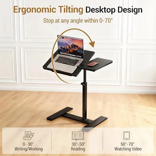 Rolling Adjustable Laptop Desk, Sit Stand Desk with Wheels