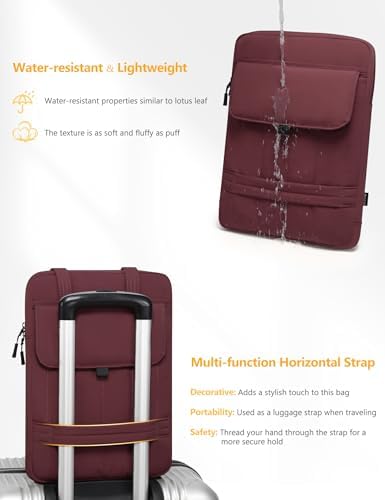 HYZUO 15-16 Inch Puffy Laptop Case Sleeve Padded Handbag, Wine Red
