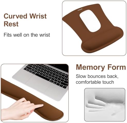 MOSISO Wrist Rest Support for Mouse Pad & Keyboard Set, Brown