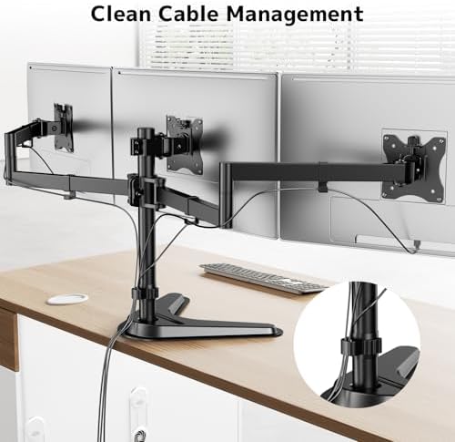 Triple Monitor Stand, Full Motion Arm Fits up to 27 inch