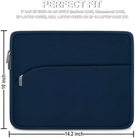 Laptop Sleeve 14 inch, Slim Portable Monitor Protective Cover with Front Pocket, Traveling Carrying Laptop Case Compatible for MacBook Air/Pro, HP, Dell, Lenovo, Acer, Deep Blue