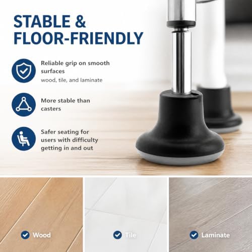 5 Pack Bell Glides Replacement, Chair Feet Low Profile Wheel Stopper, Office Chair Feet Swivel Caster Wheels to Fixed Stationary Castors, Fit 7/16" × 7/8" Chair Stem
