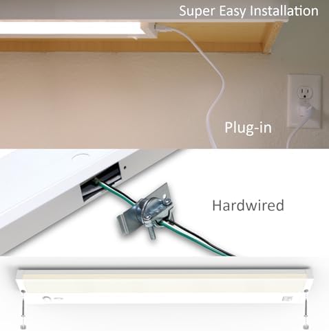 Leetdud Under Cabinet Lighting Plug in or Hardwired Built-in Dimmer, 32 Inch 16W, 5CCT 2700/3000/3500/4000/5000K, Linkable Counter Lights for Kitchen, ETL Dimmable LED Light Fixture, White