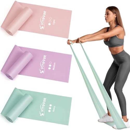Stretch Bands for Exercise, Resistance Bands for Working Out, Exercise Bands for Physical Therapy, Pilates, Rehab, Stretch, Strength Training and Yoga Starter Set
