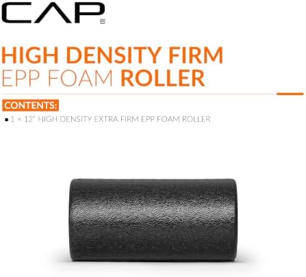 CAP 12-Inch Firm High-Density Foam Roller, Exercise & Recovery Massage, Black