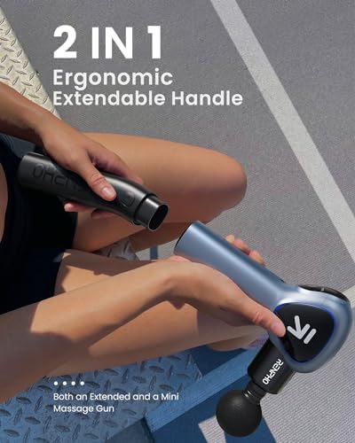 Renpho Massage Gun Deep Tissue, Back Massager for Pain Relief with Long Extension Handle, Percussion Handheld Mini Muscle Massagers Cordless for Athletes Neck, Reach