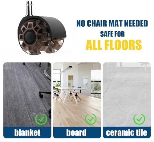 Minewill 2" Office Chair Wheels - Protection for Hardwood Floors and Carpet