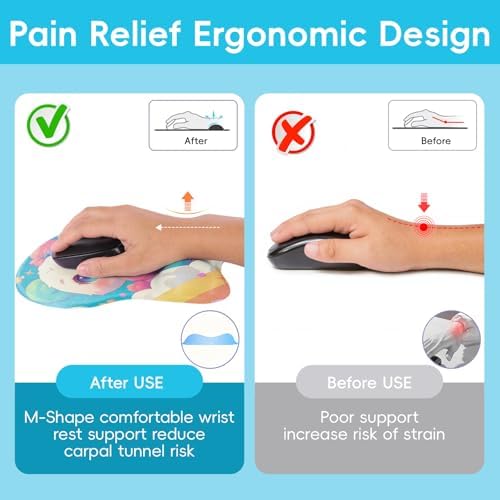 Upgrade Ergonomic Mouse Pad,Non Slip Mousepad Wrist Rest Support for Office, Computer, Laptop & Mac(B-Cute Bear)