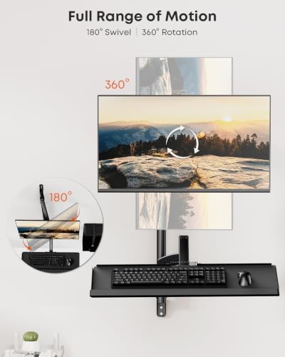 PUTORSEN Wall Mount Monitor Arm with Keyboard Tray and CPU Holder