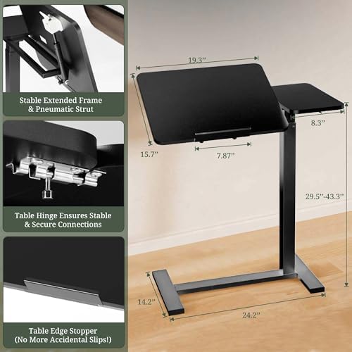 Mobile Standing Desk, Rolling Desk Adjustable Height, Tilting Laptop Table