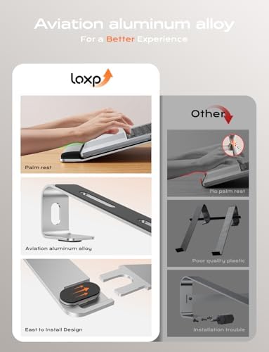 LOXP Laptop Stand for Desk, Aluminum Laptop Riser Holder with Wrist Support