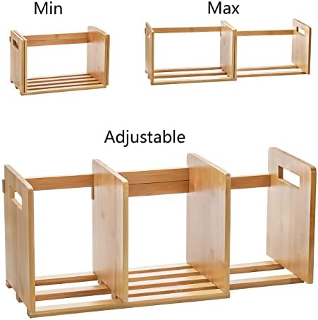ZOOFOX Bamboo Desktop Bookshelf, Expandable Desktop Organizer, Small Display Shelf Book Rack for Office Supplies, Home Tabletop