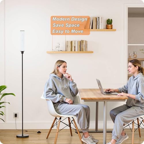 Nukanu Floor Lamp with Remote Control,Black,Linen lampshade