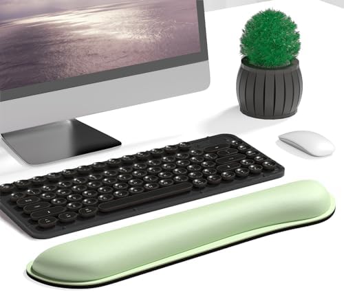 Dapesuom Enlarge Keyboard Wrist Rest, Memory Foam Keyboard Wrist Cushion for Computer Desk Mats Support, Typing Pain Relief Ergonomic Mouse Pad Rests with Non-Slip Base for Gaming, Laptop, Lake Green