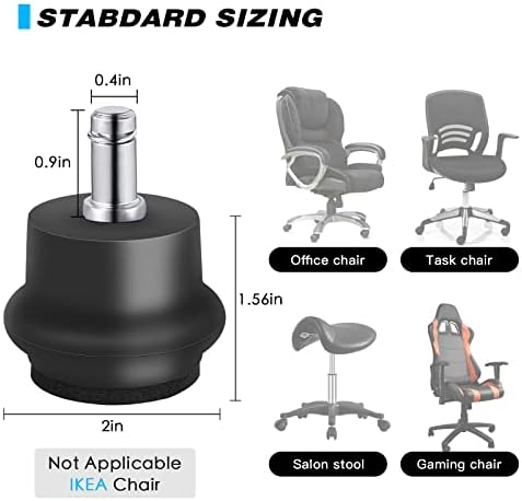 Omyoffice Chair Wheel Bell Glides Set of 5,1000LBS, Fixed Feet Replacement